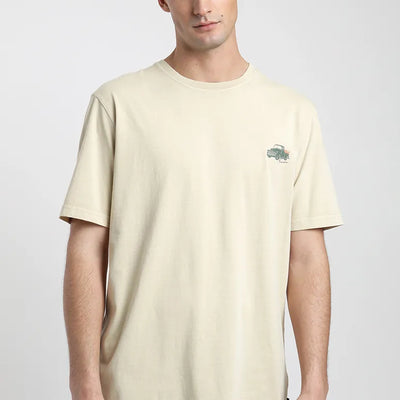 Polera manga corta hombre Auto beige claro - Algodón orgánico