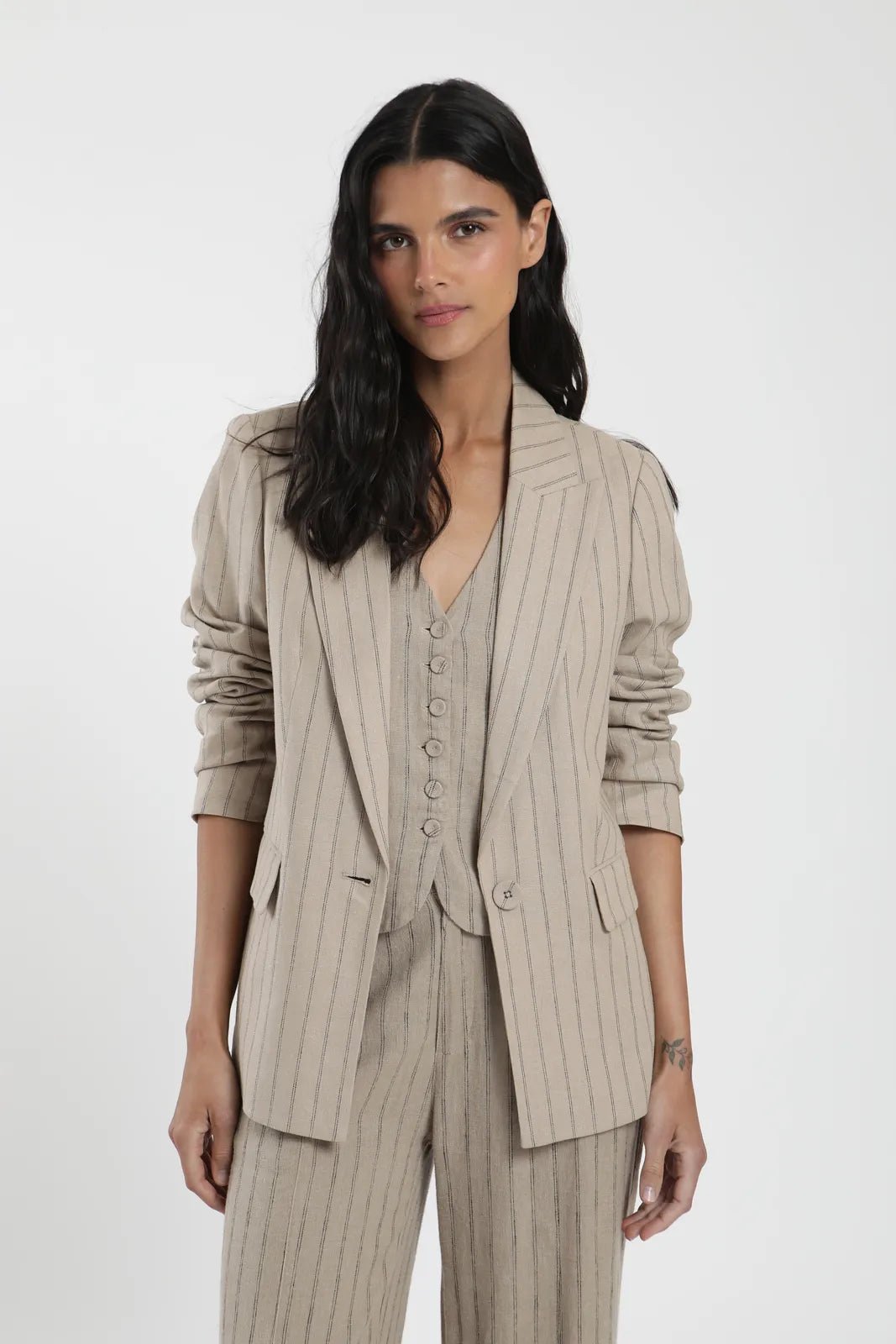 Blazer Alondra rayas beige - Lino - Frøens