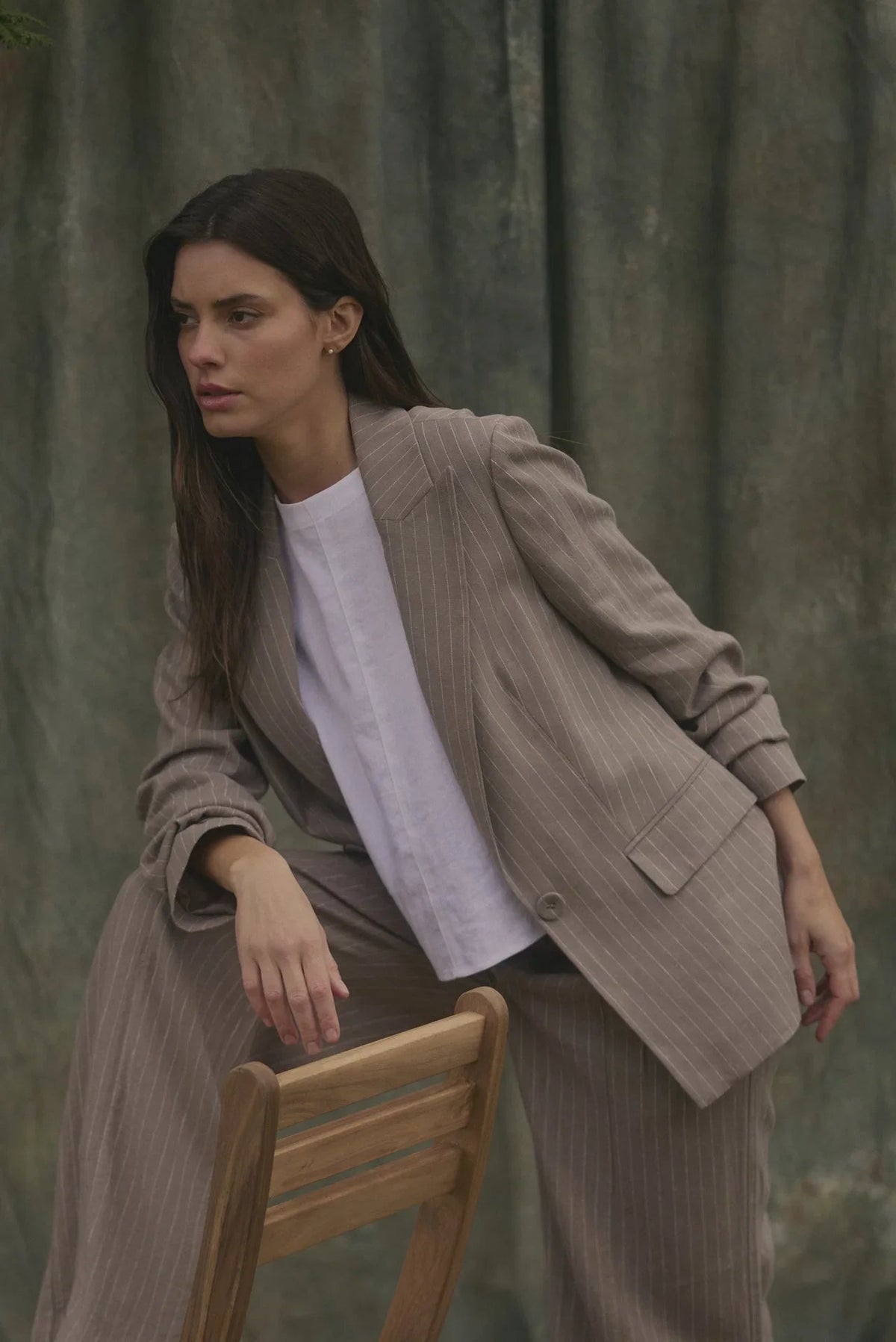 Blazer mujer alondra rayas café - Froens