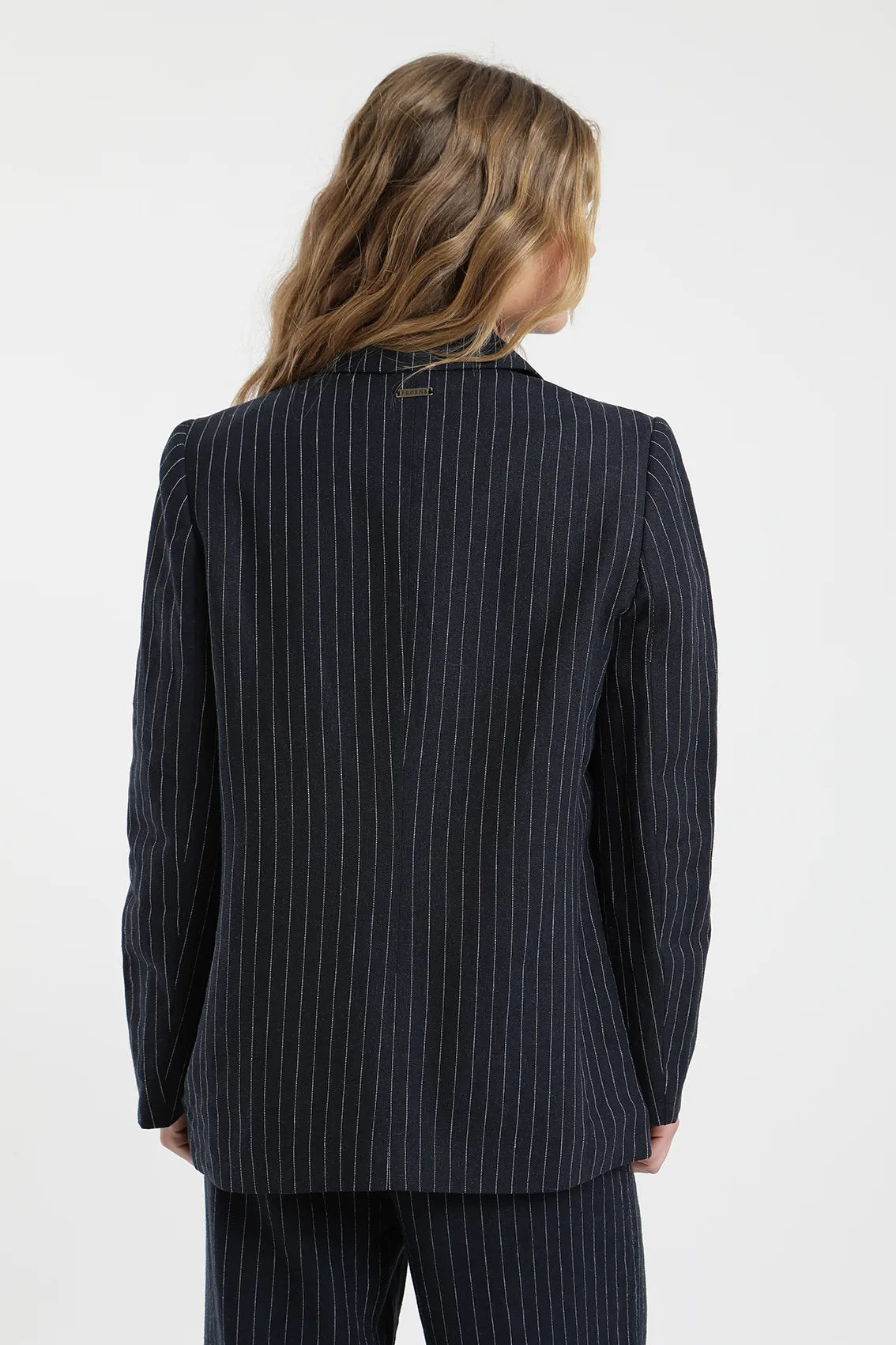Chaqueta mujer blazer Alondra stripes azul - Lino - Frøens