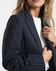 Chaqueta mujer blazer Alondra stripes azul - Lino - Frøens