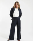 Chaqueta mujer blazer Alondra stripes azul - Lino - Frøens