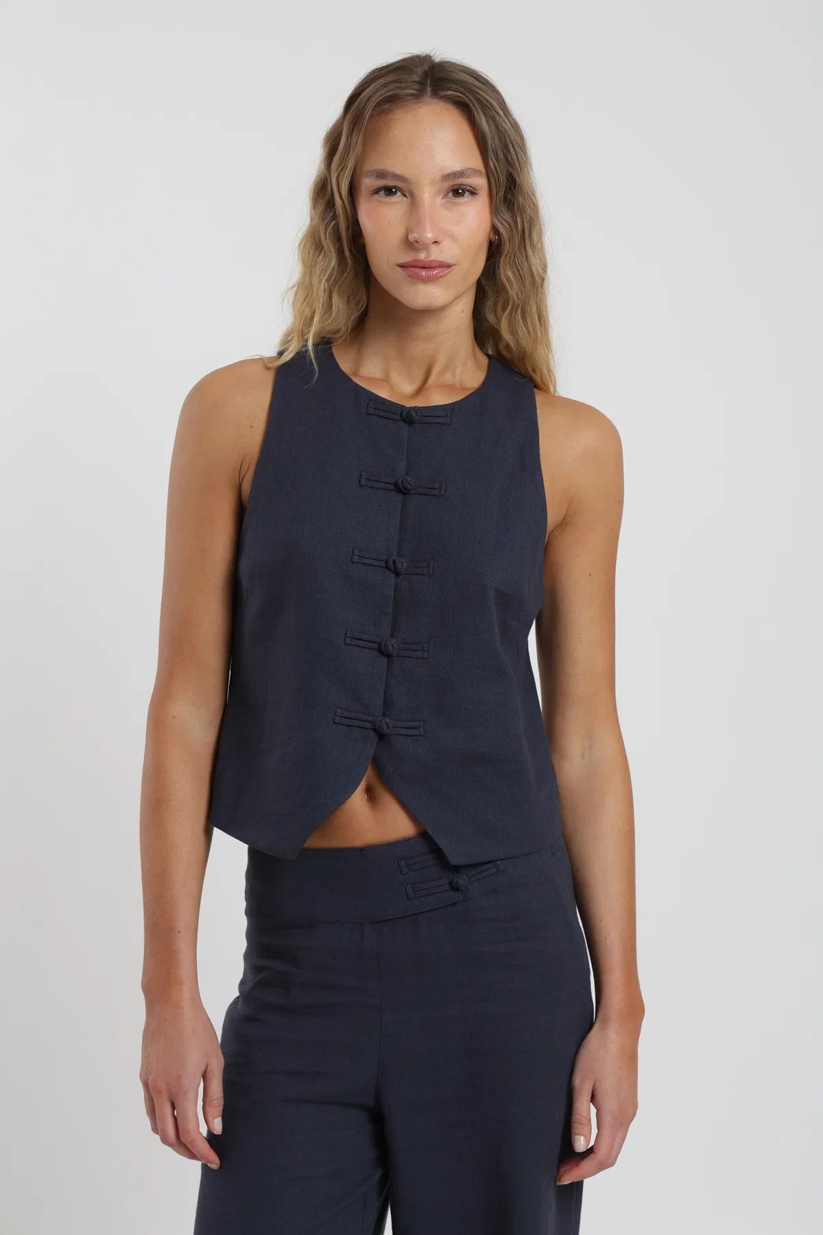Blusa sin mangas Asia azul Froens