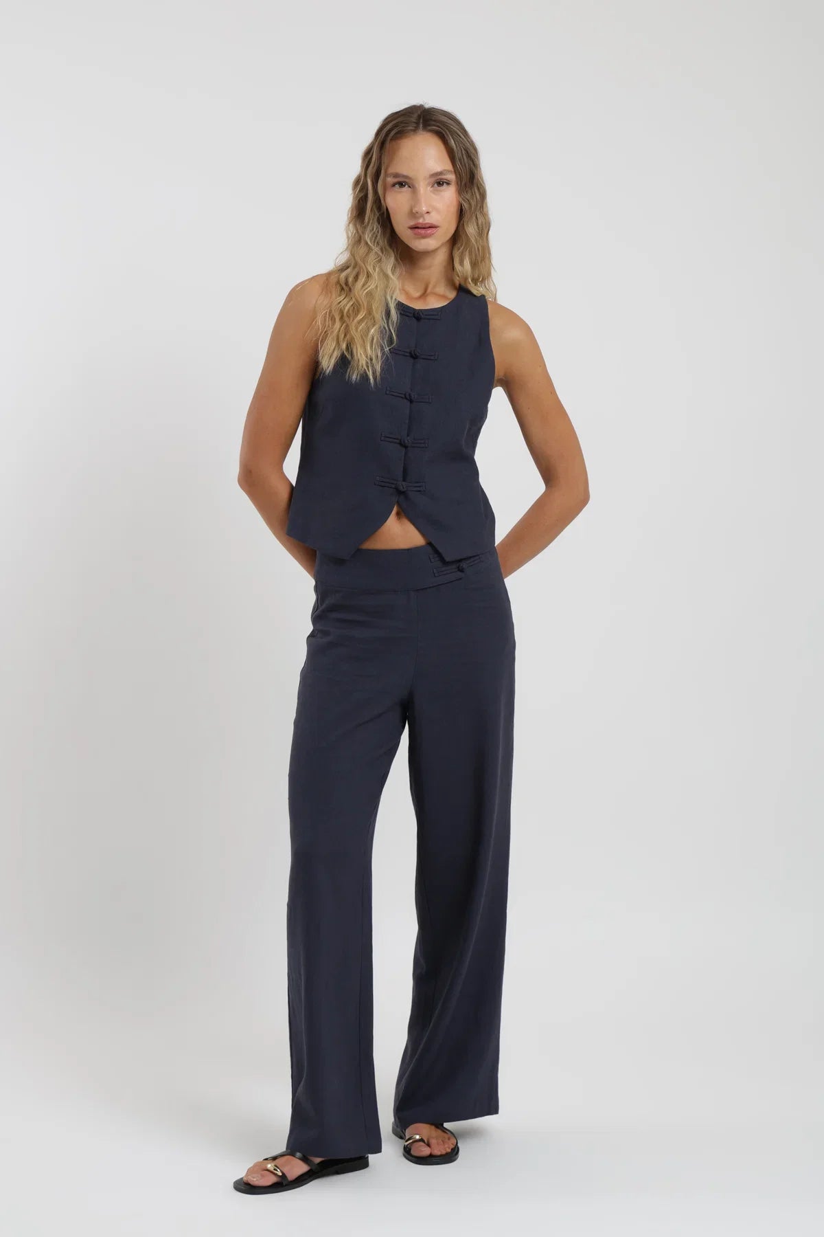 Blusa sin mangas Asia azul Froens