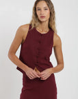 Blusa manga corta Asia burdeo Froens