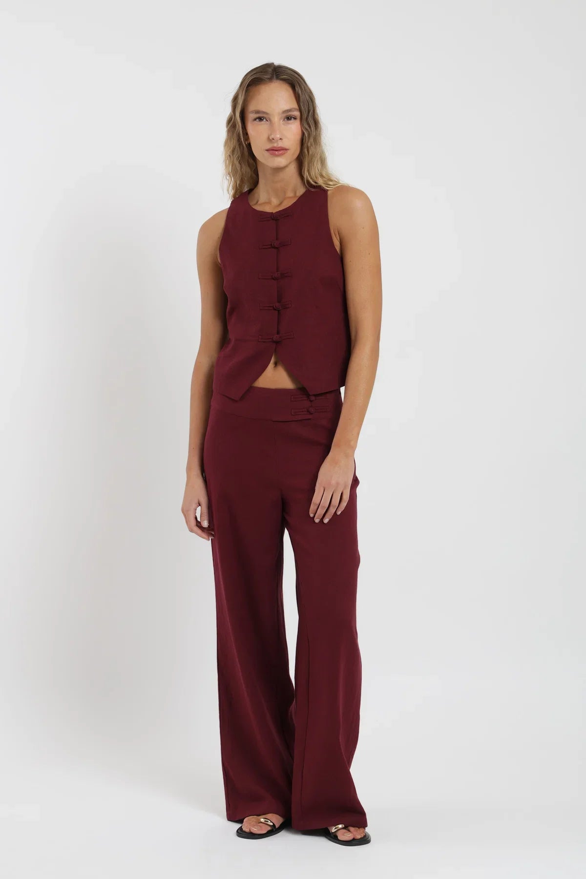 Blusa manga corta Asia burdeo Froens
