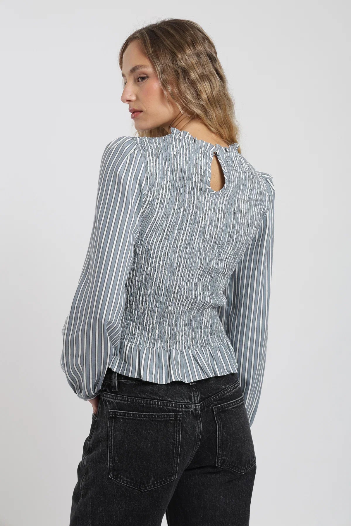 Blusa manga larga Bee rayas gris Froens