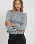 Blusa manga larga Bee rayas gris Froens