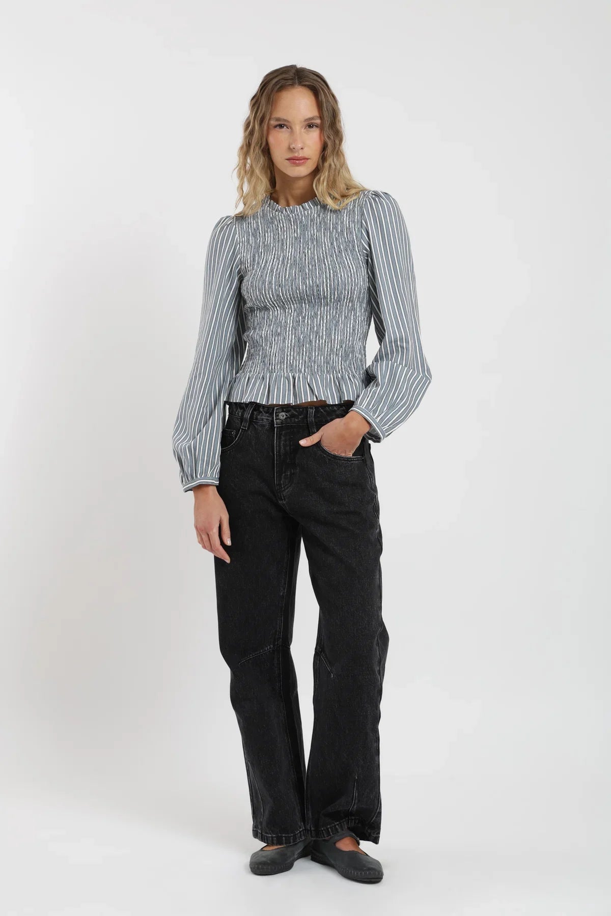 Blusa manga larga Bee rayas gris Froens