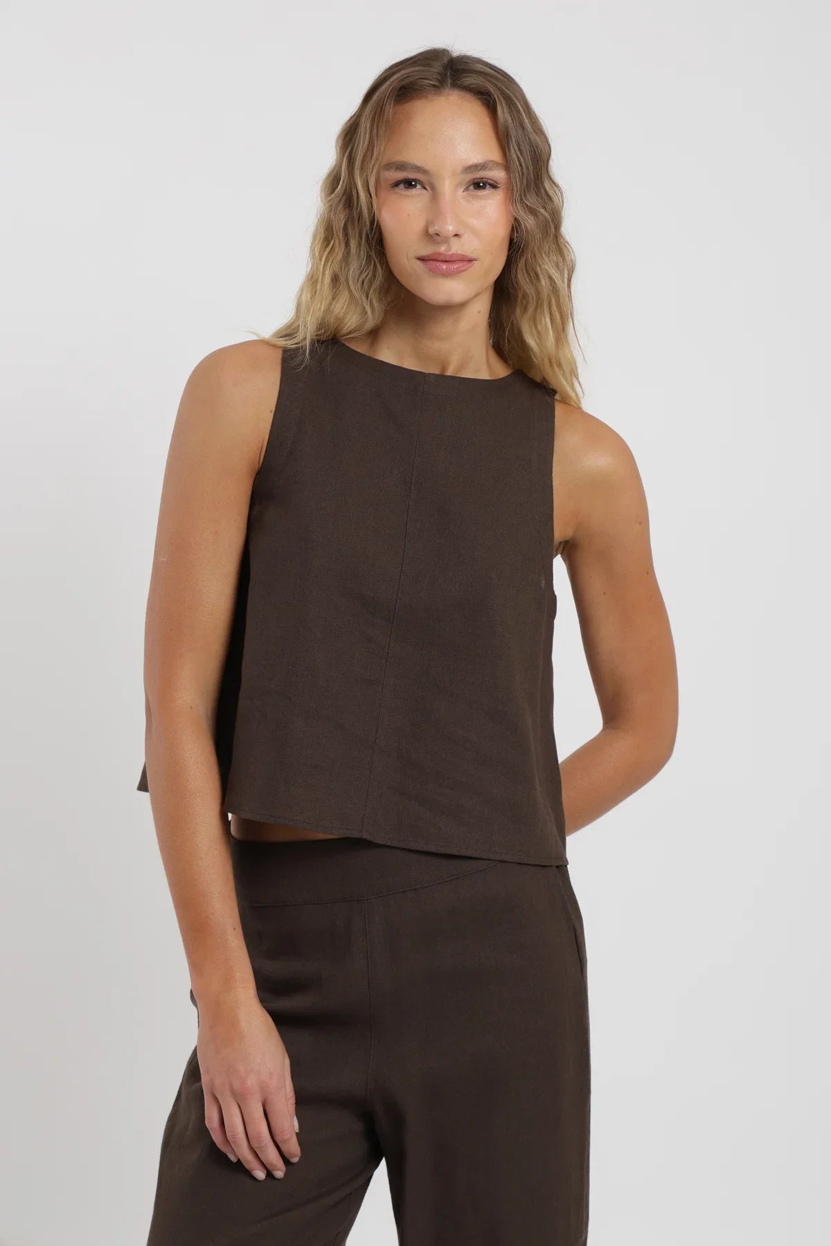 Blusa sin mangas Caulle café Froens