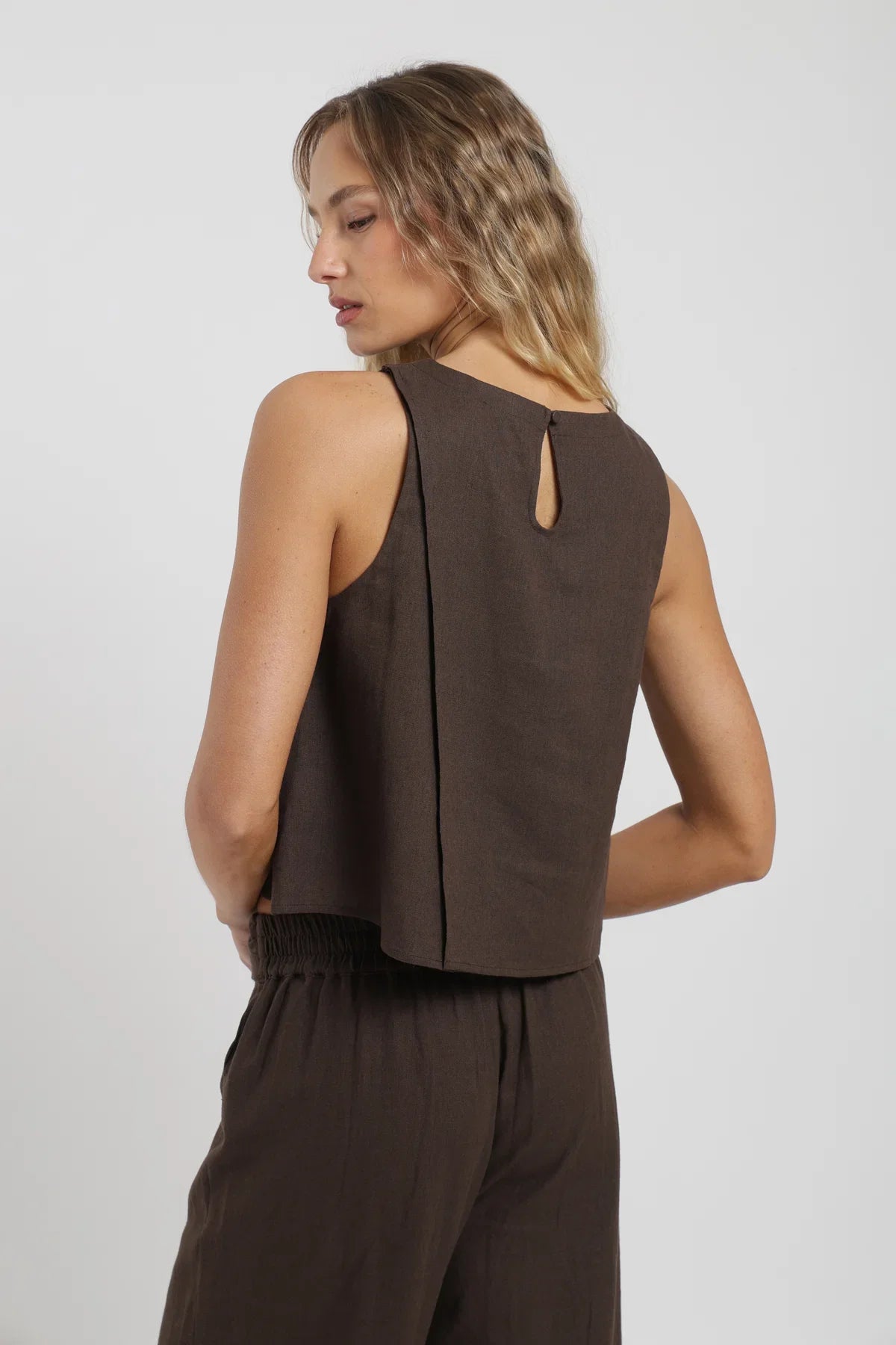 Blusa sin mangas Caulle café Froens