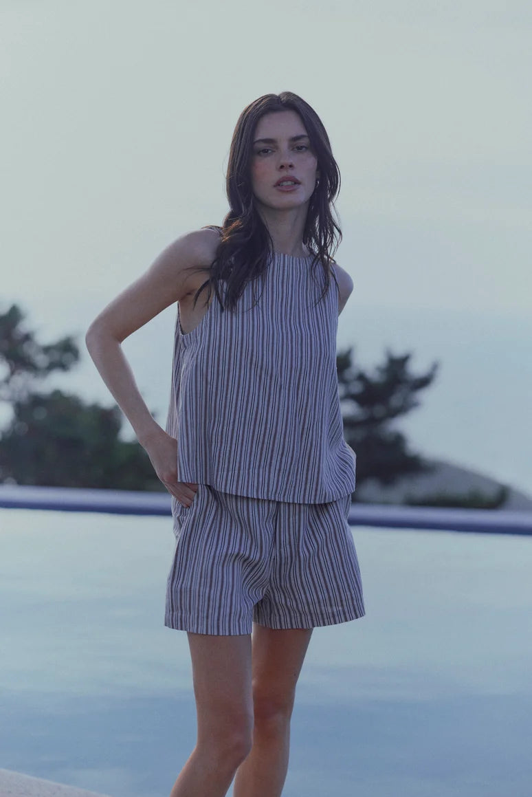 Blusa sin mangas caulle stripes beige Froens