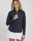 Blusa manga larga mujer basic azul Froens