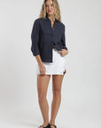 Blusa manga larga mujer basic azul Froens