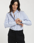 Blusa manga larga Ellie rayas celeste