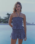 Blusa sin mangas panal stripes café Froens
