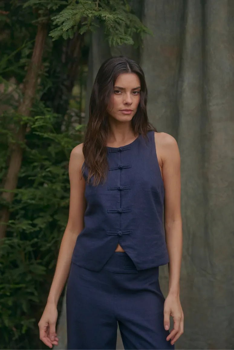 Blusa sin mangas asia azul - Froens