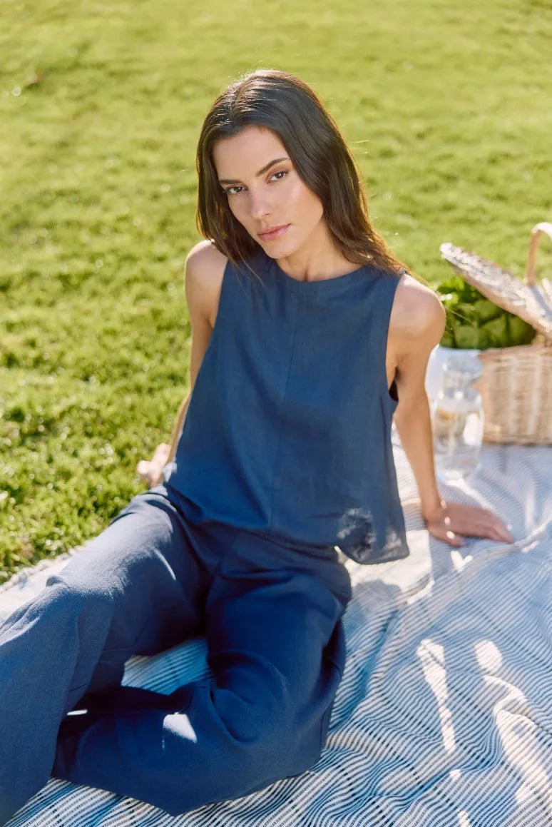 Blusa sin mangas caulle azul - Froens