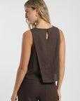 Blusa sin mangas caulle café Froens