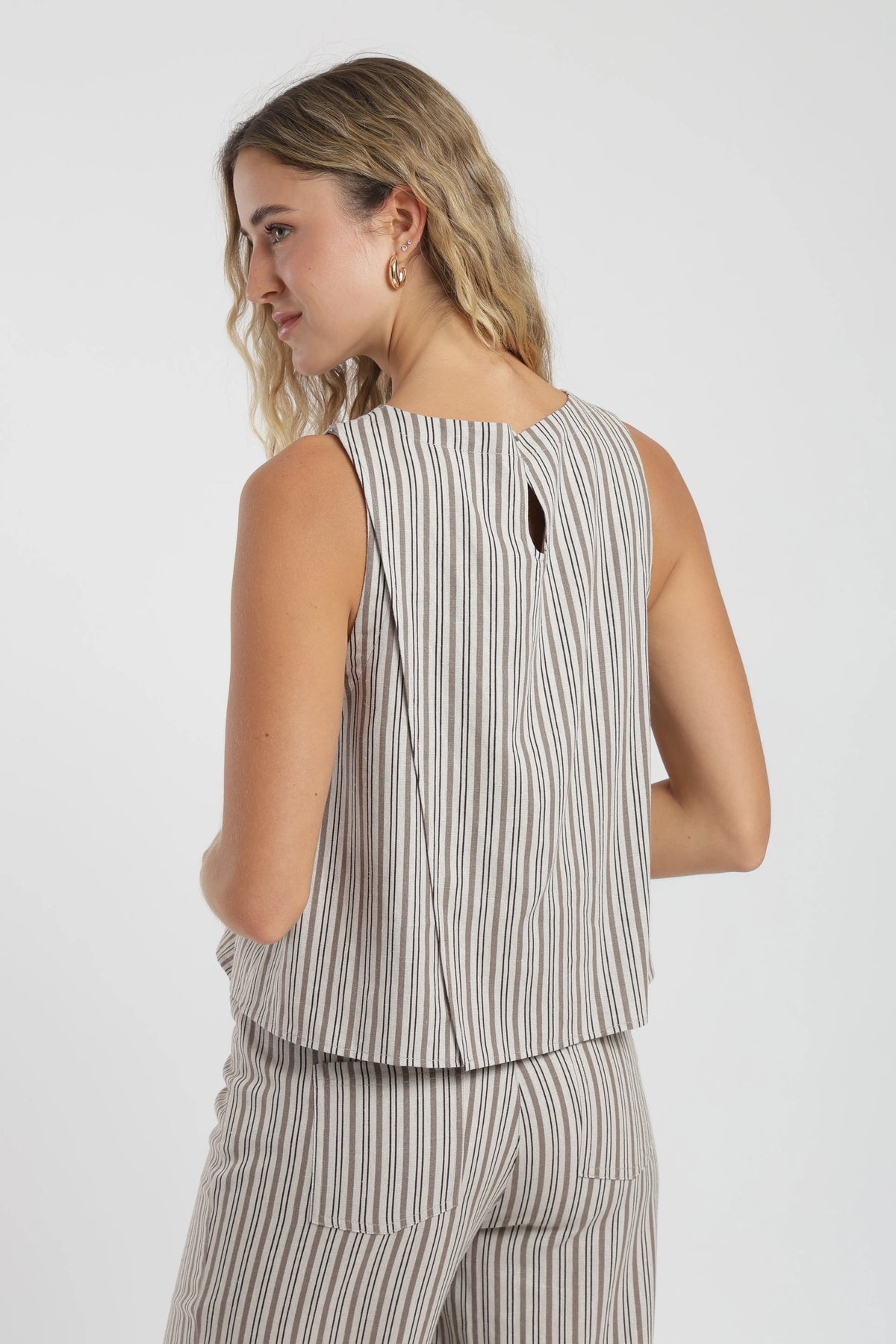 Blusa sin mangas caulle stripes beige Froens