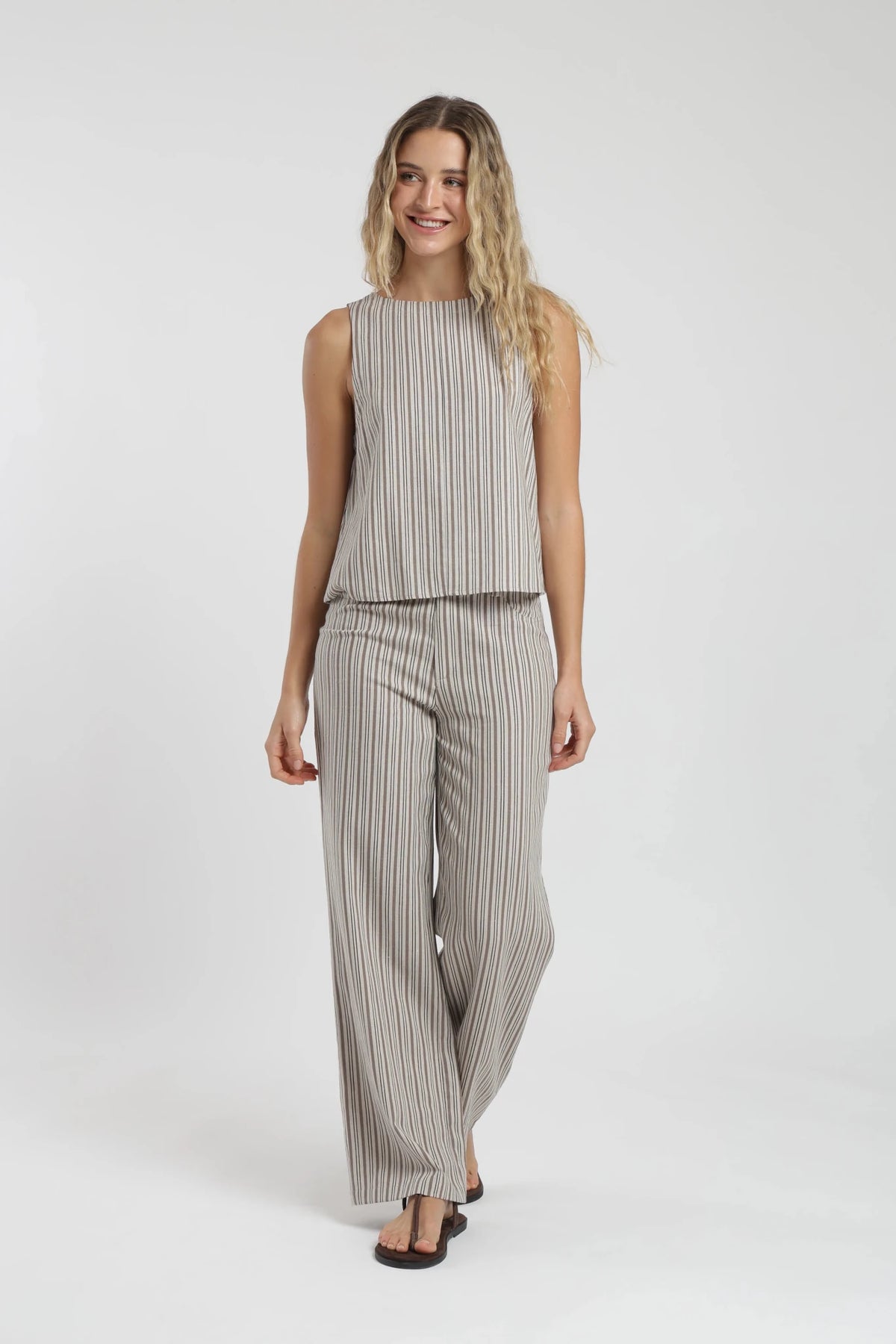 Blusa sin mangas caulle stripes beige Froens