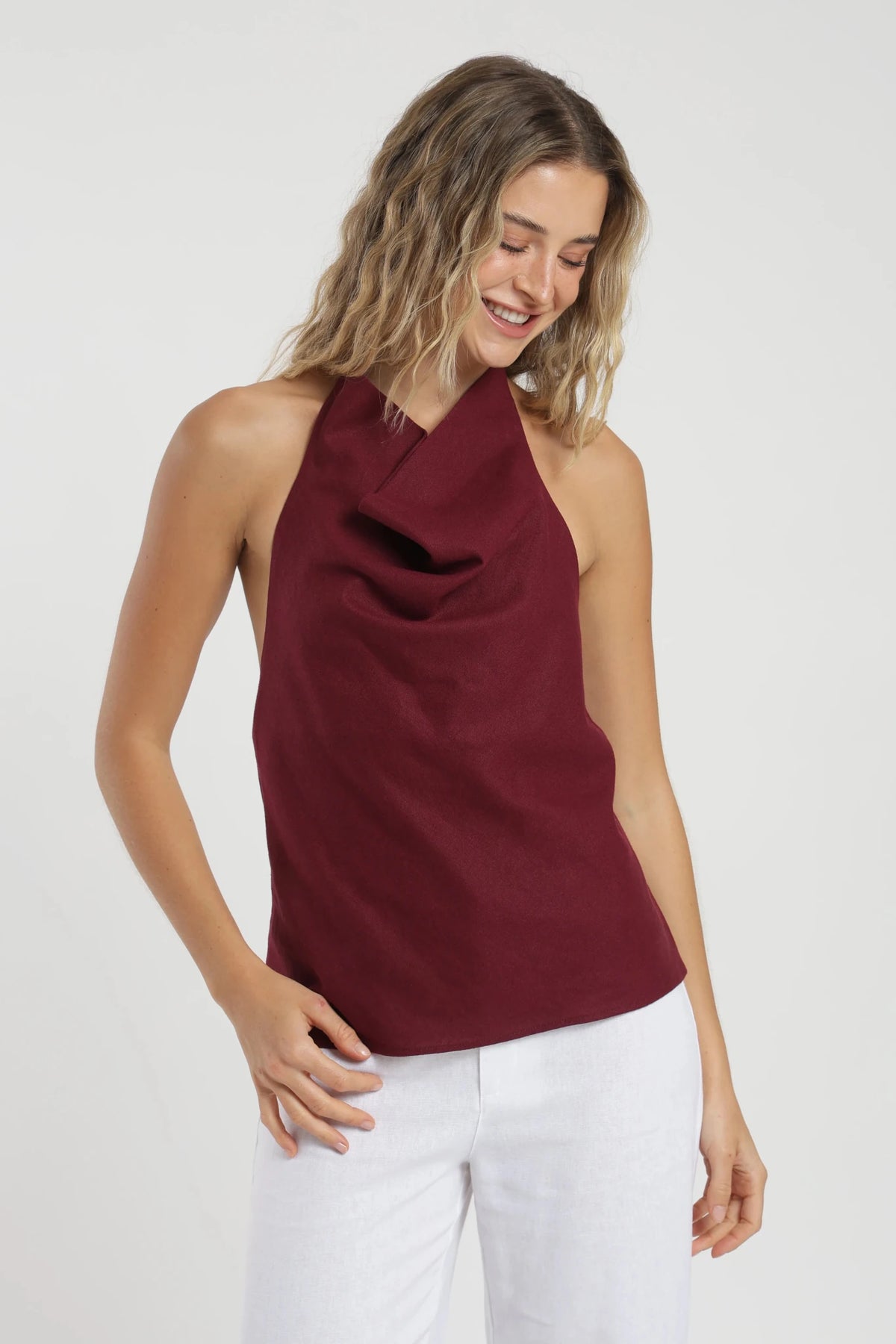 Blusa sin mangas murta burdeo Froens