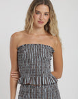 Blusa sin mangas panal stripes café Froens