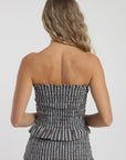 Blusa sin mangas panal stripes café Froens