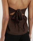Blusa Strapless café - Lino - Frøens