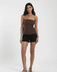 Blusa Strapless café - Lino - Frøens