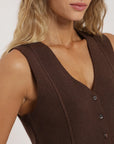 Blusa sin mangas Vest tejido café Froens