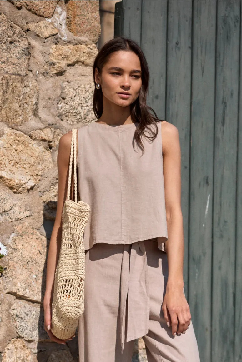 Blusa mujer Caulle beige - Lino - Frøens