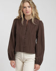Blusa manga larga Nacar café - Algodón orgánico