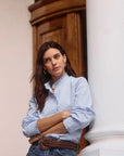 Blusa manga larga Ellie rayas celeste
