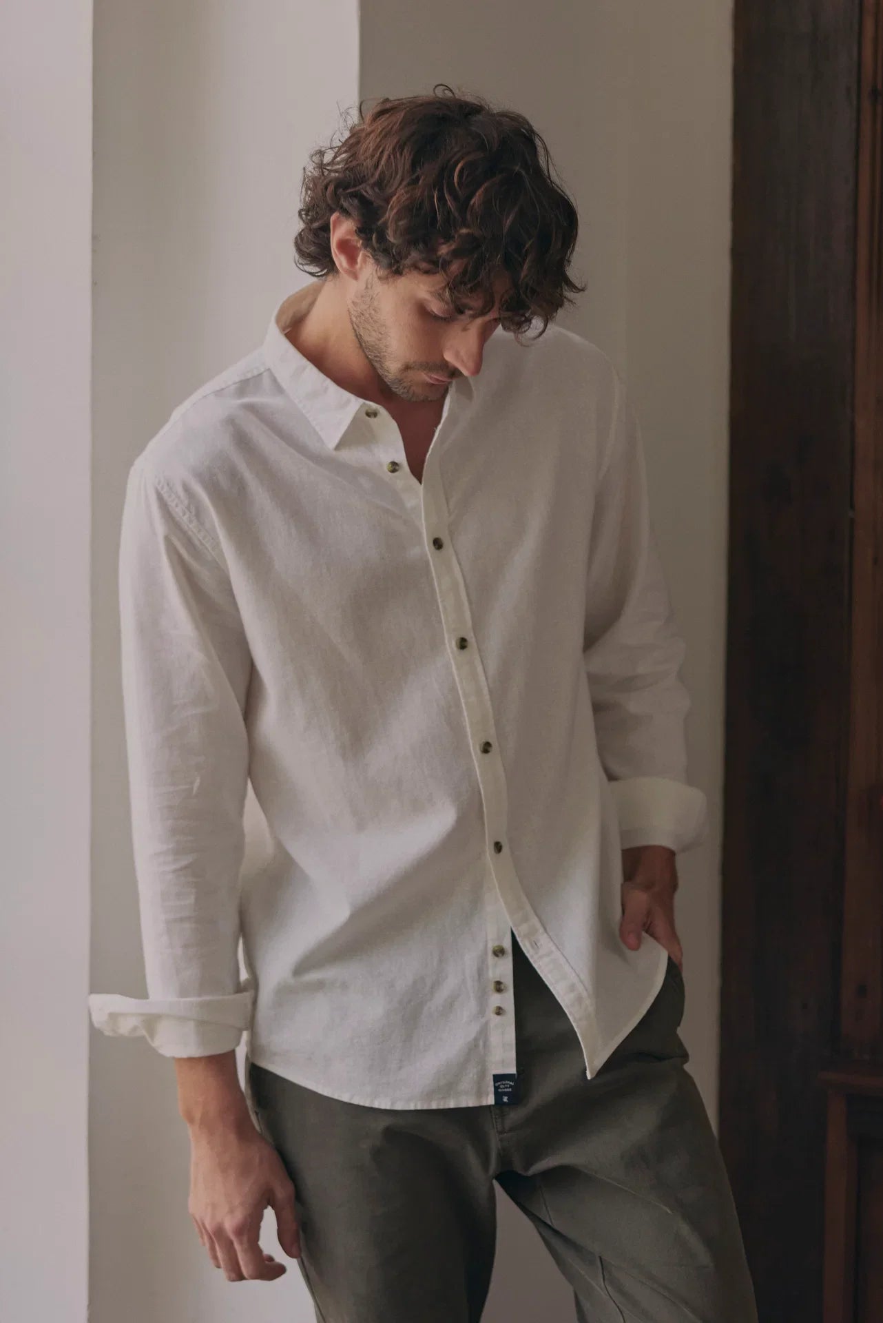 Camisa manga larga basic blanco