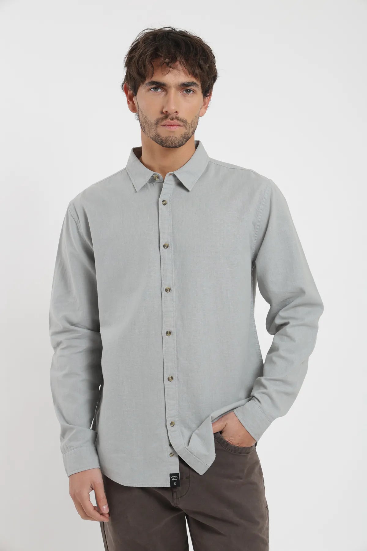 Camisa manga larga Basic celeste
