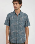 Camisa manga corta Flores azul - Viscosa Froens