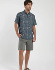 Camisa manga corta Flores azul - Viscosa Froens