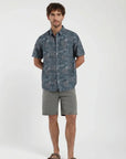 Camisa manga corta Flores azul - Viscosa Froens