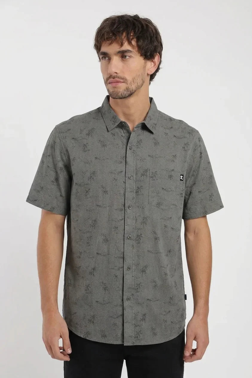 Camisa manga corta Hawaii olivo Froens