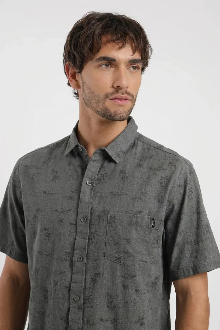 Camisa manga corta Hawaii olivo Froens