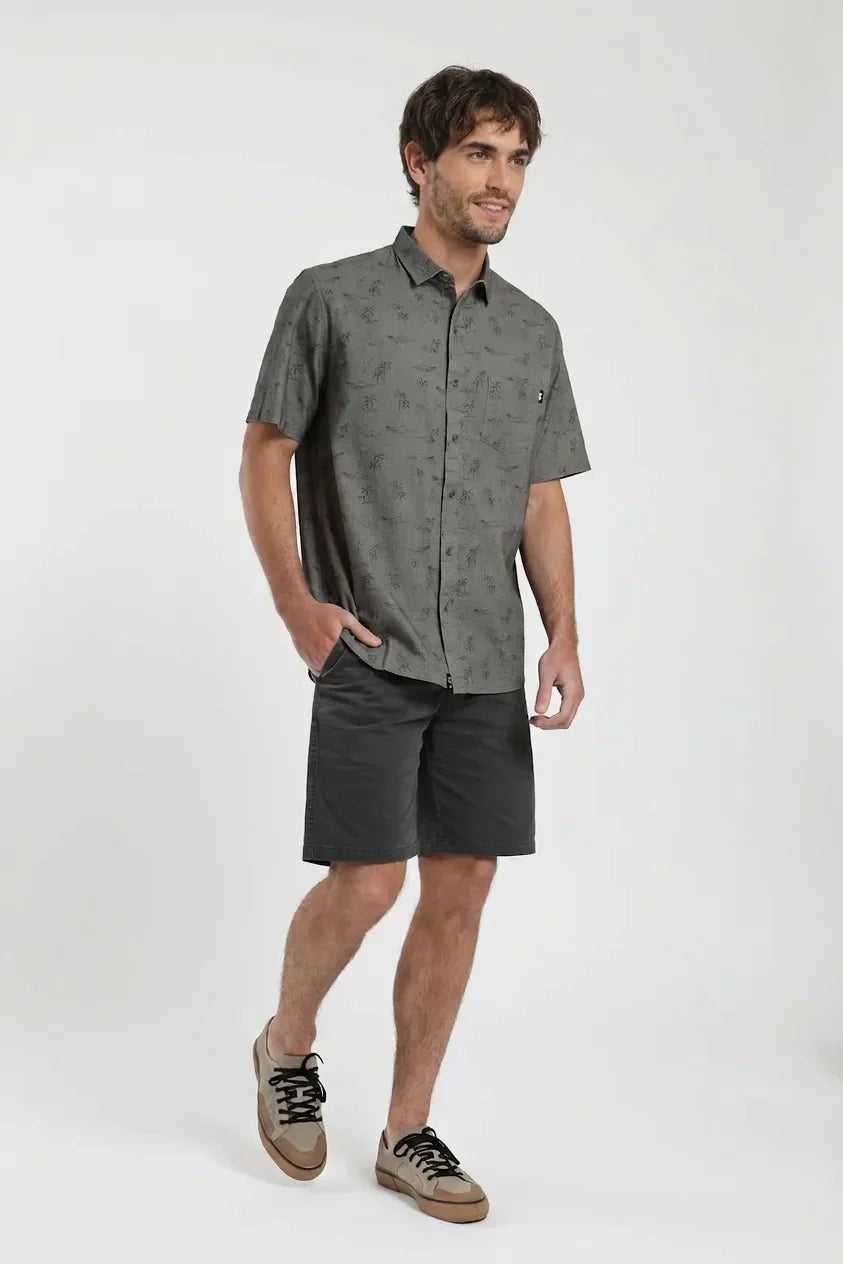 Camisa manga corta Hawaii olivo Froens