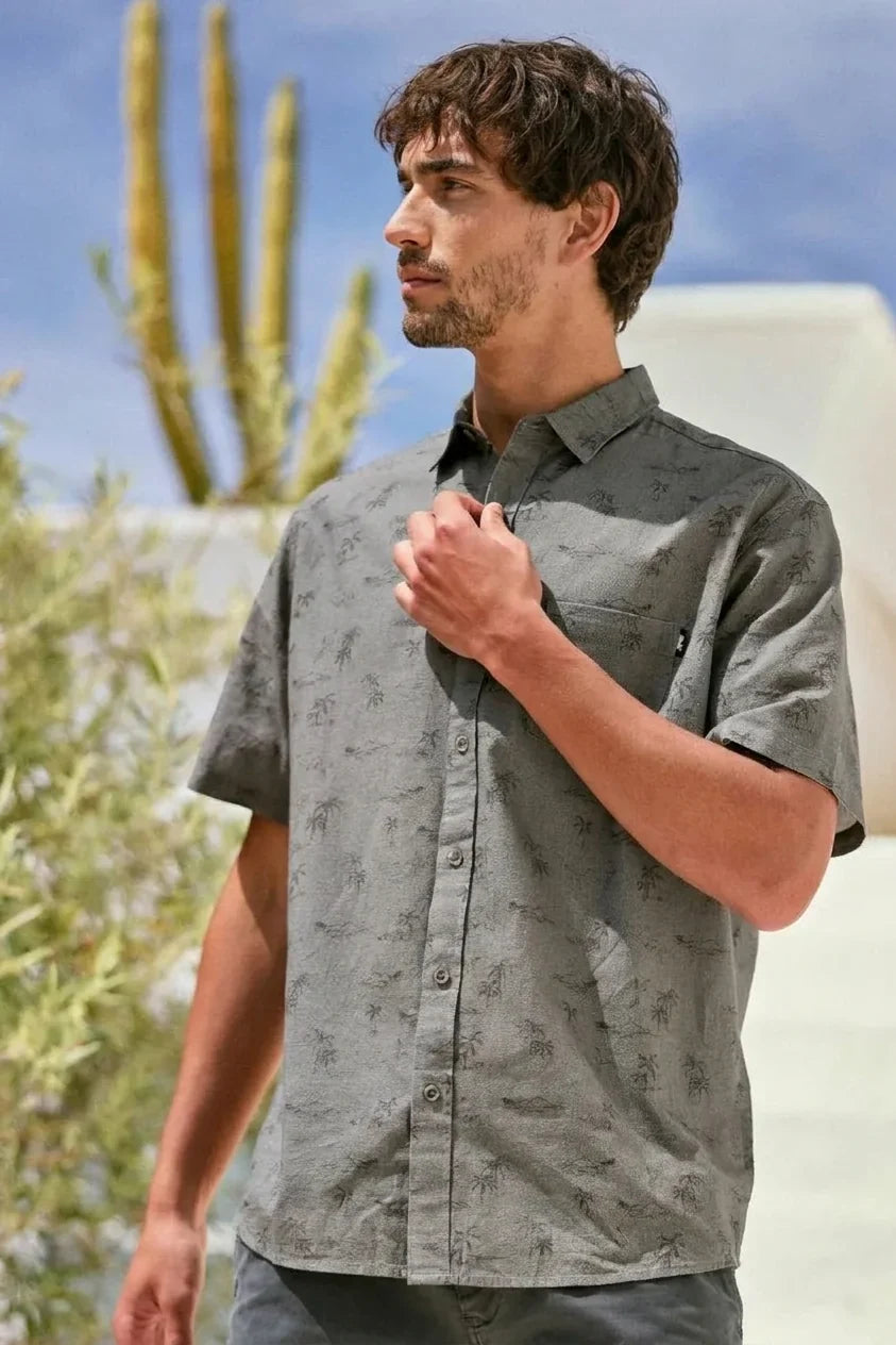 Camisa manga corta Hawaii olivo Froens