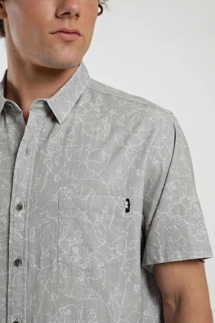 Camisa manga corta Líneas Flores taupe Froens