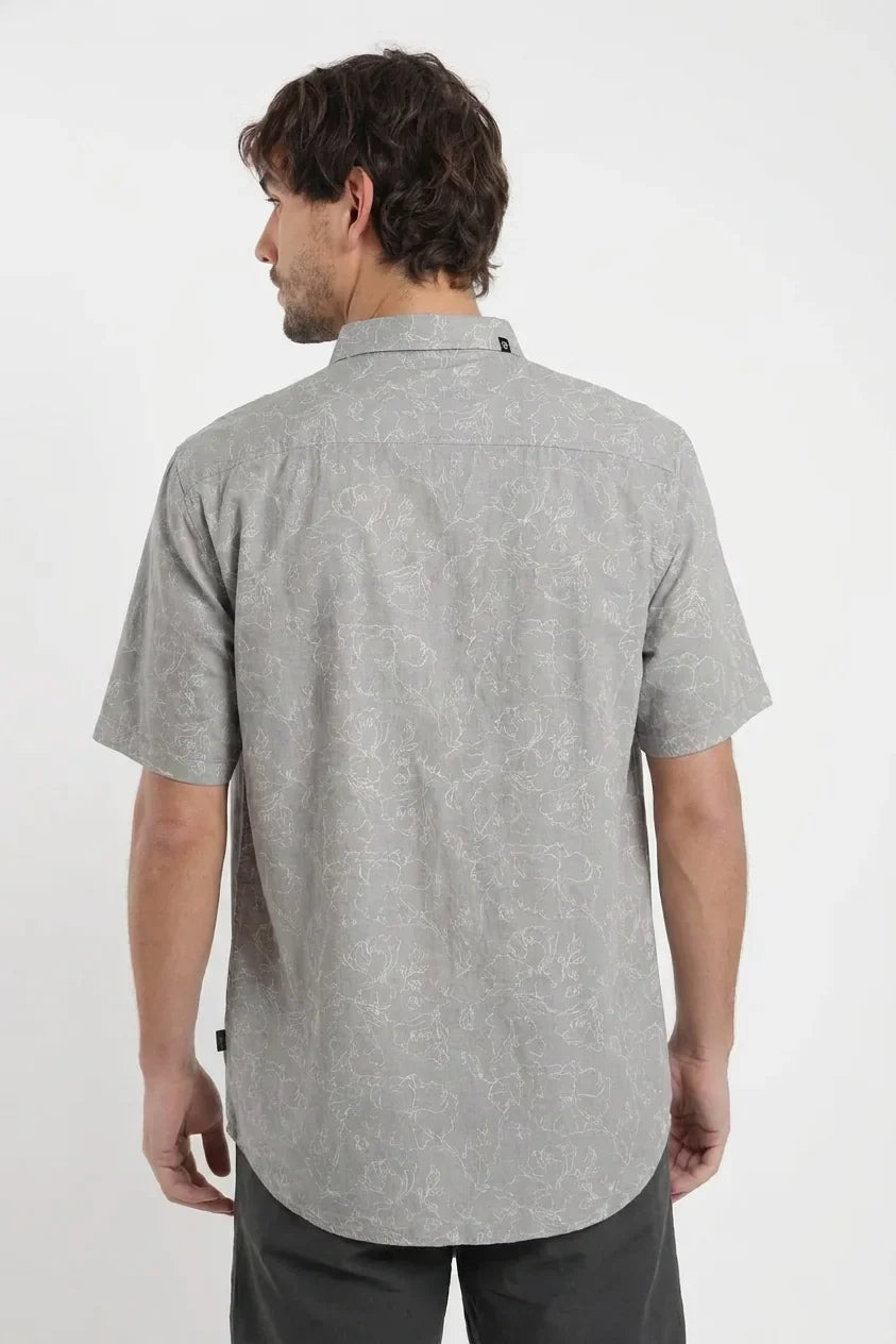 Camisa manga corta Líneas Flores taupe Froens