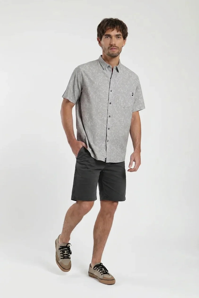 Camisa manga corta Líneas Flores taupe Froens