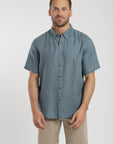 Camisa manga corta lino azul Froens