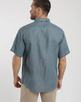Camisa manga corta lino azul Froens