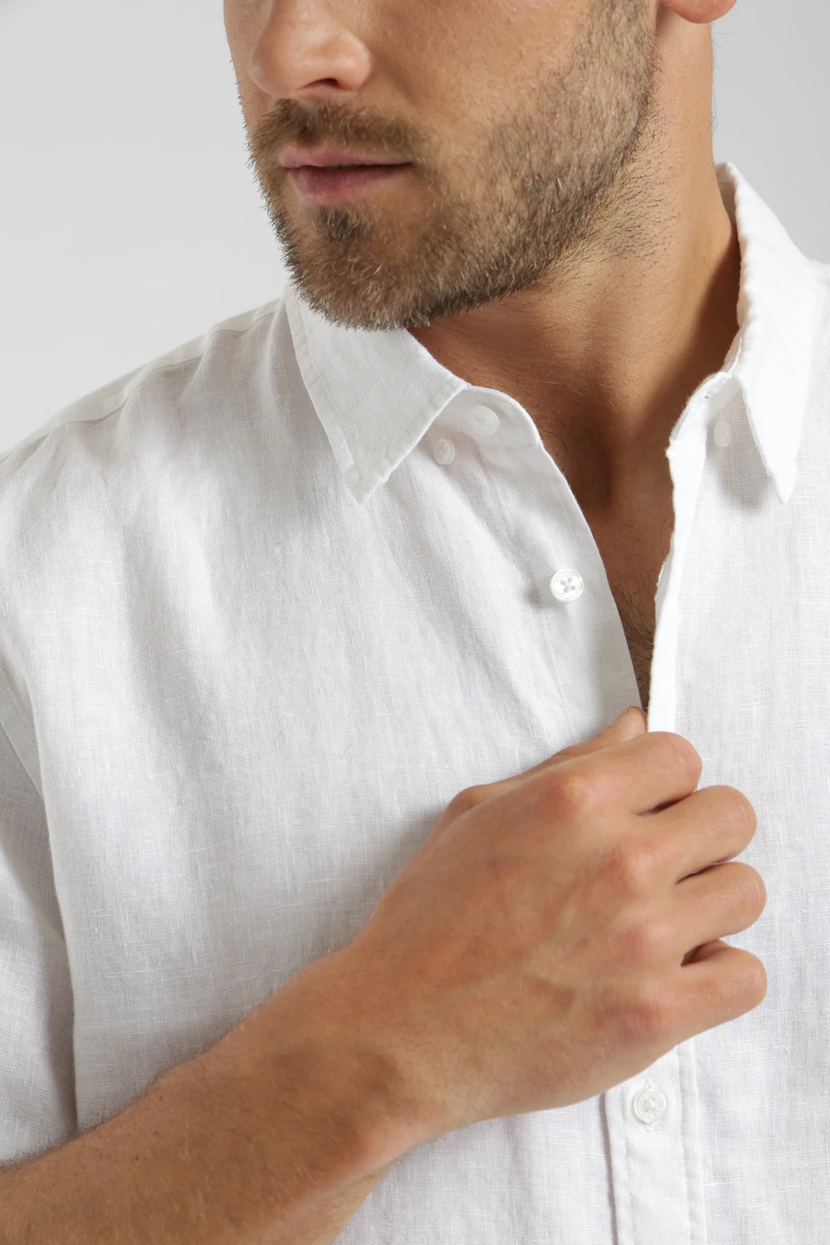 Camisa manga corta lino blanco Froens