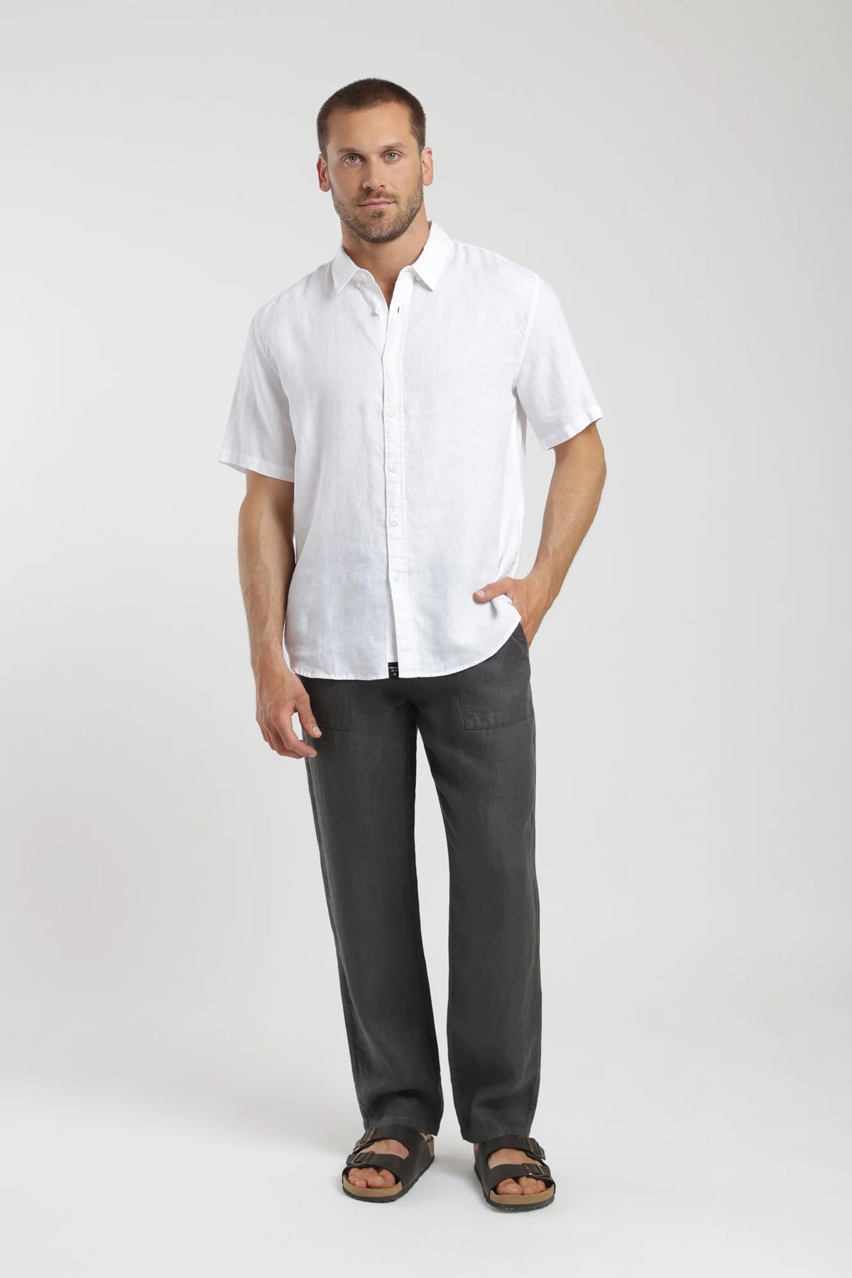 Camisa manga corta lino blanco Froens